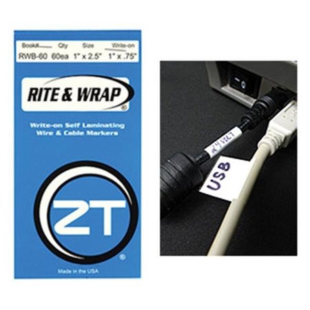 ZIPTAPE ZipTape 113 0908 Self Lam Wire Markers; 60 Markers; 1.0 In. X2.5 In. 113 0908